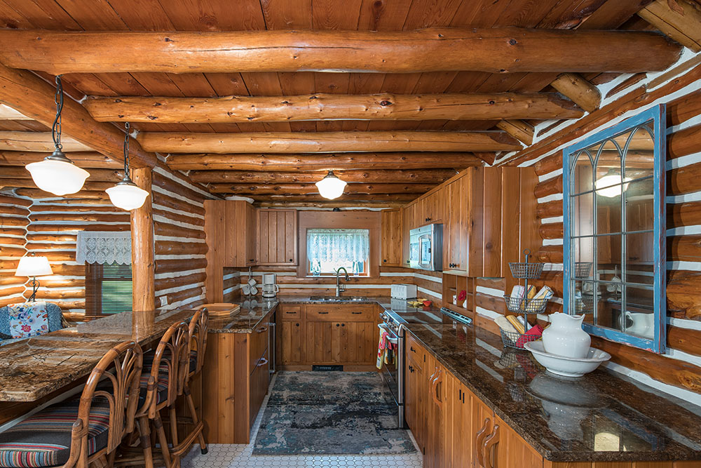 Remodeled log cabin kitchen