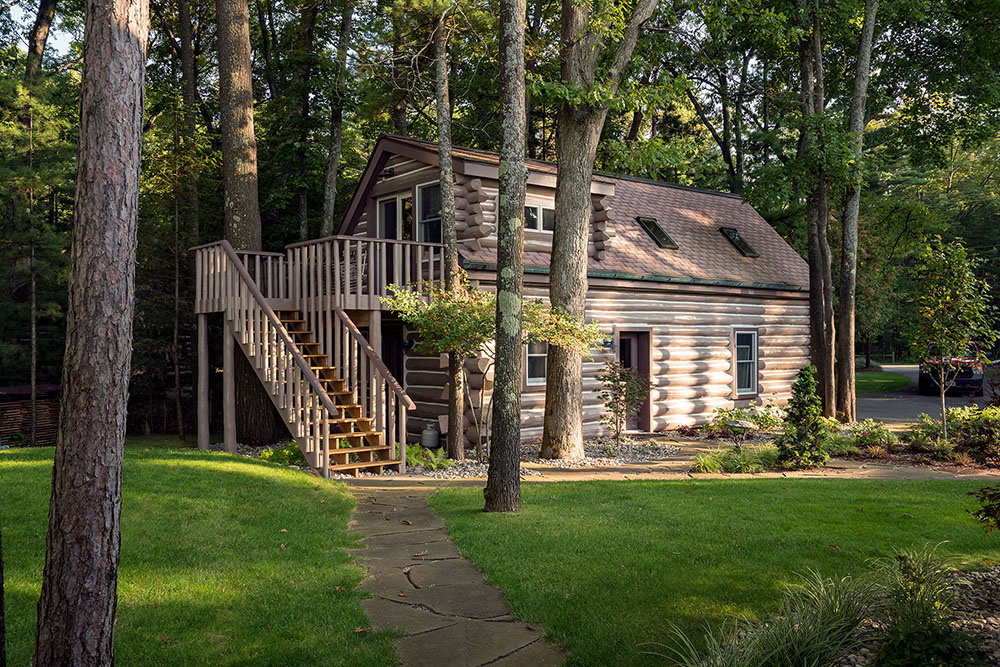 Log bunkhouse on Torch Lake Log bunkhouse on Torch Lake