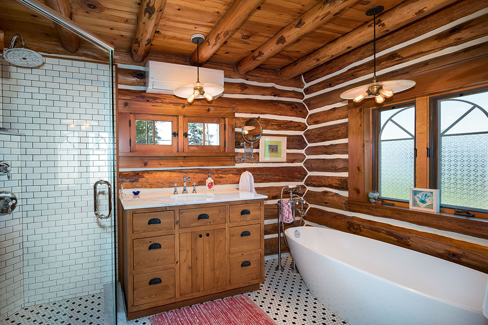 Bathroom renovation full log interior